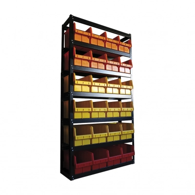 Стеллаж складской с пластиковыми ящиками 700