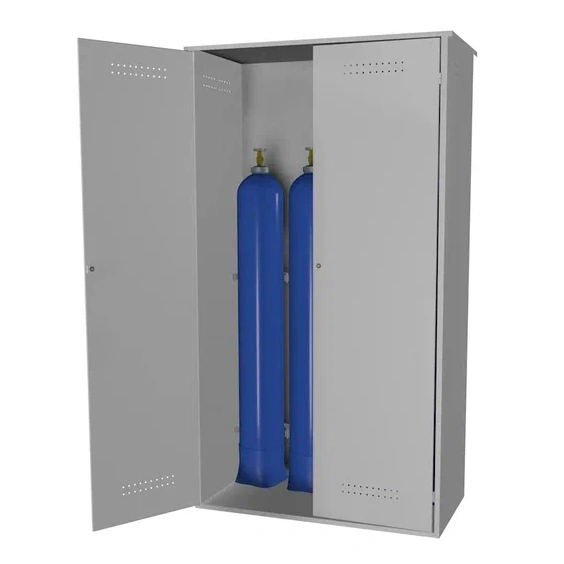 Шкаф металлический для 4х кислородных баллонов 1,2мм 1800x1040x410 мм Светло-серый