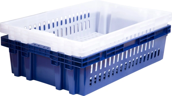 Ящик перфорированный 600×400×152, арт.: 403-2, объём 27, синий, код: 17741