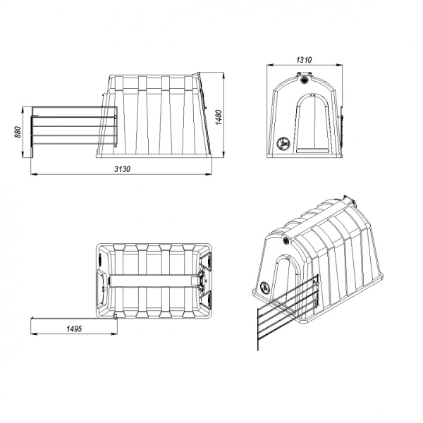 Стенка боковая вольера домика для телят оцинкованная