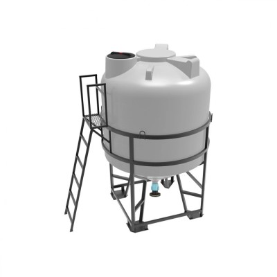 Емкость ЦКТ 5000 л с патрубком 110мм с фланцем в обрешетке с лестницей 