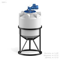 Емкость K 200 литров с лопастной мешалкой с обрешеткой