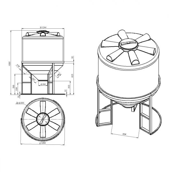Емкость ФМ 1000 л под плотность до 1,5 г/см³ белая в обрешетке